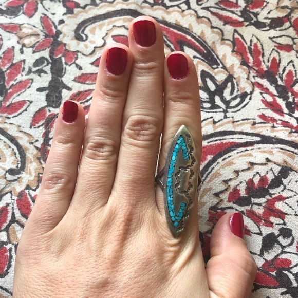 Vintage Jewelry - Vintage sterling silver turquoise ring 8.5